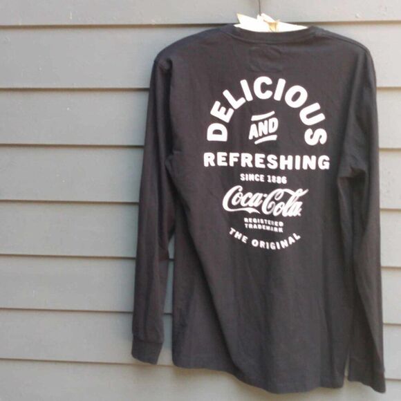 Mens Black White Red Jacket Coca Cola Long Sleeves Tee Large - Picture 6 of 7